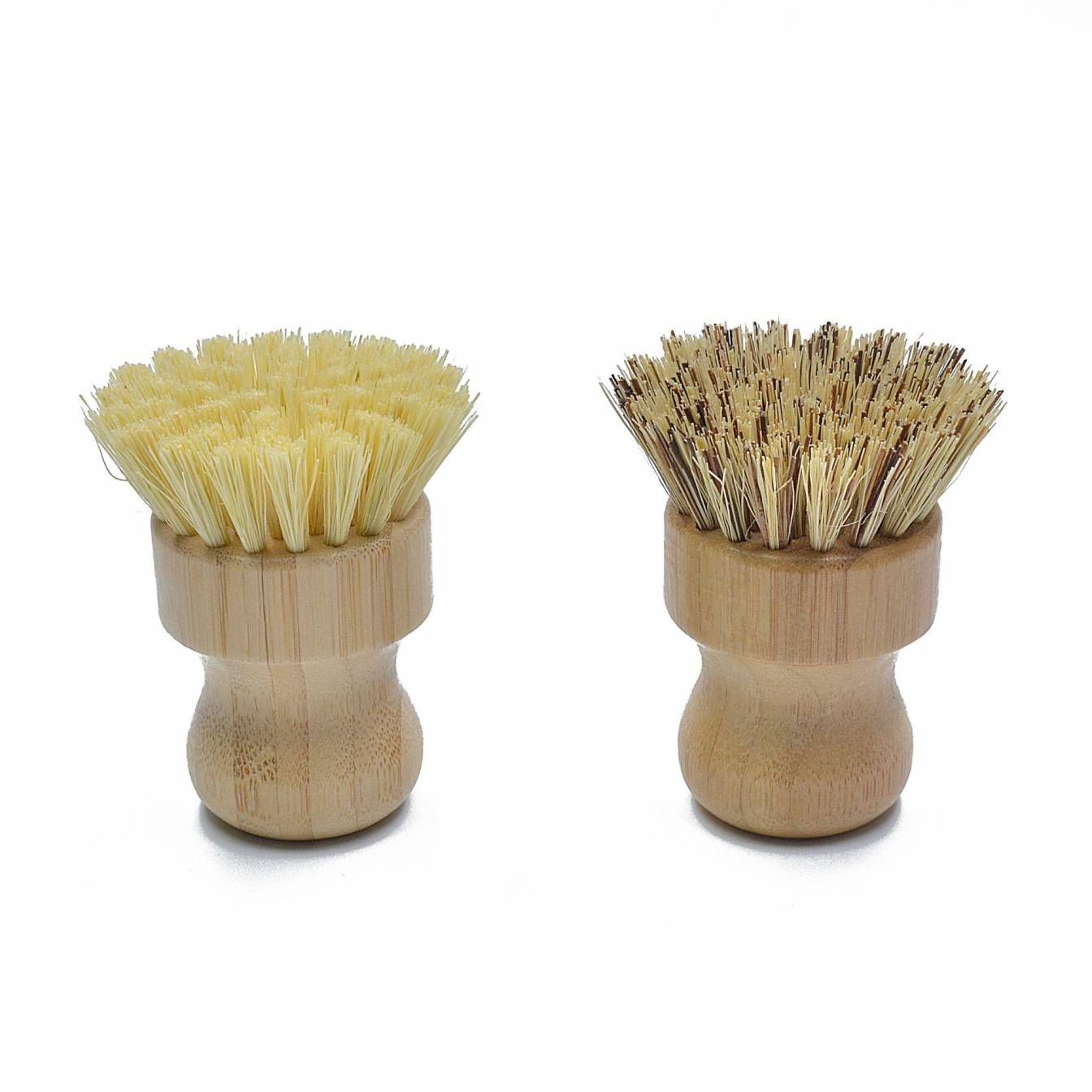 Bamboo Round Mini Dish Brush Natural Scrub Brush Durable Scrubber Cleaning Kit Palm & Sisal Bristles For Cleaning Pots,Pans